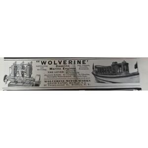 1903 Wolverine Gasoline Marine Engines Print Ad Wolverine Motor Works Brooklyn